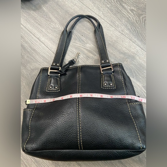Fossil Black Leather Double Handles Shoulder Handbag Purse Silver Tone Hardware - Picture 13 of 16